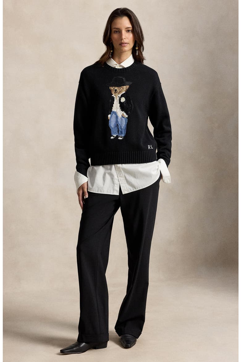 Holiday Polo Bear Sweater, Alternate, color, BLACK