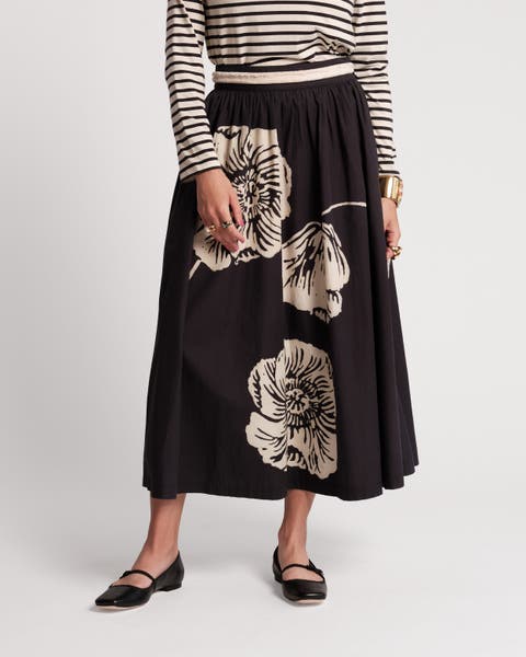Phoebe Midi Skirt Carefree Chrysanthemum