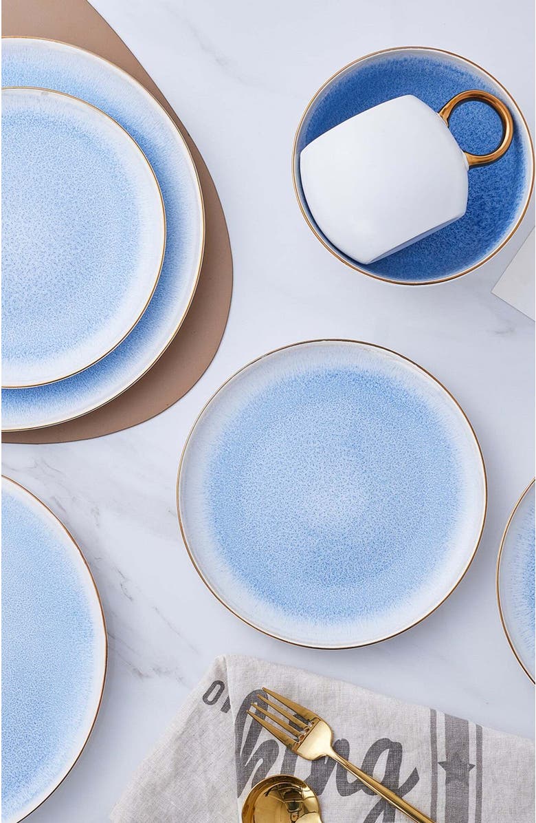 Stone Lain Josephine Porcelain 4-Piece Salad Plate Set, Alternate, color, Blue
