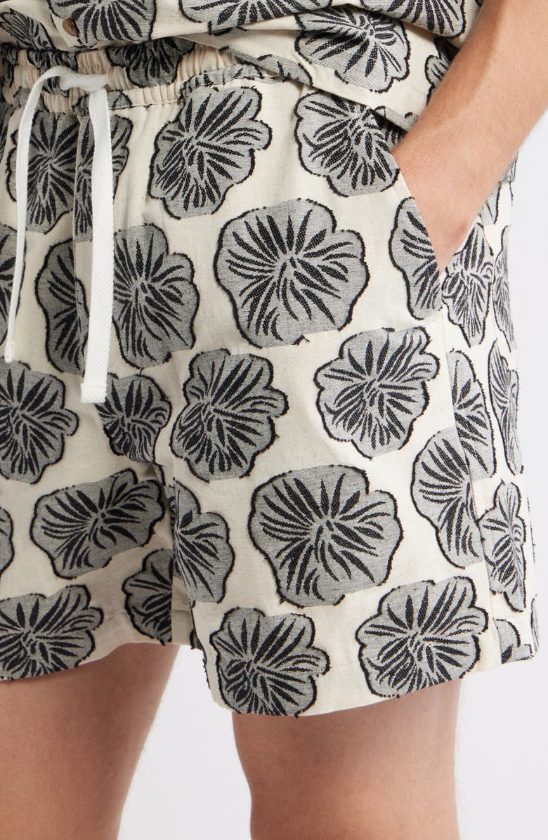 RIZORT Hibiscus Floral Drawstring Shorts, Alternate, color, White