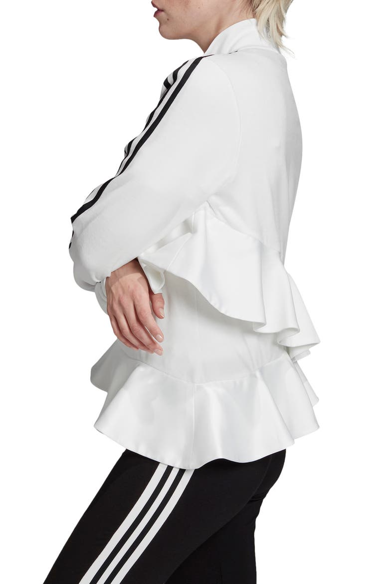 Ruffle Track Jacket, Alternate, color, WHITE