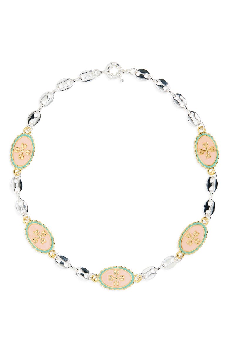 NOMA Lucky Charms Two-Tone Necklace, Main, color, Silver/ Pink/ Blue