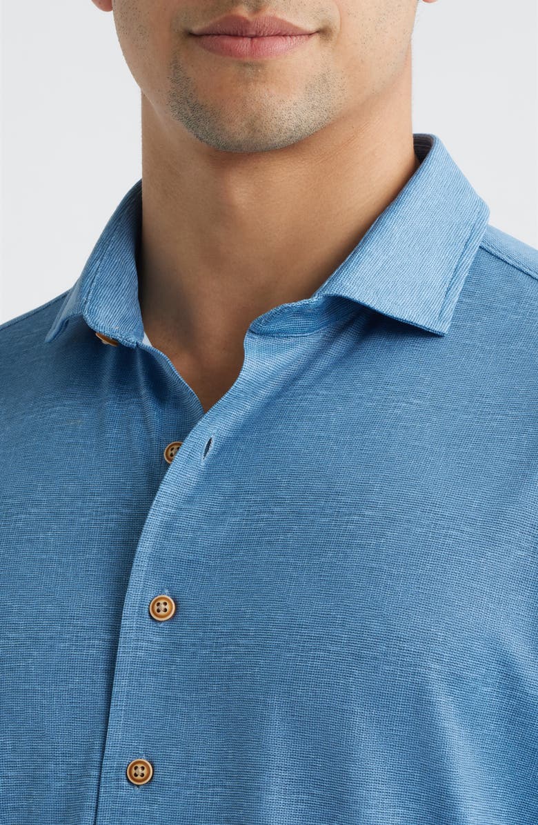 johnnie-O Breck Hangin’ Out Knit Short Sleeve Button-Up Shirt, Alternate, color, Sound Side