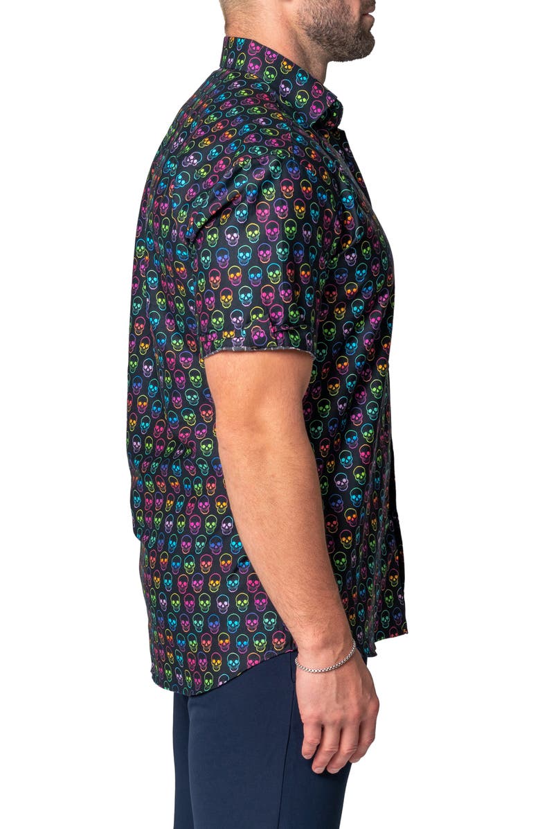 Maceoo Galileo Skull Regular Fit Short Sleeve Button-Up Shirt, Alternate, color, 