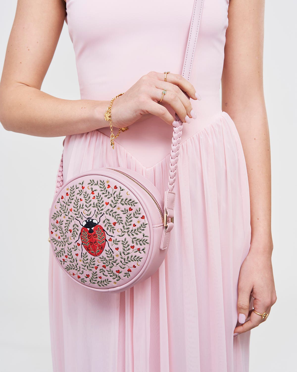 Fable England Chloe Ladybird Circle Bag, Alternate, color, Light/Pastel Pink