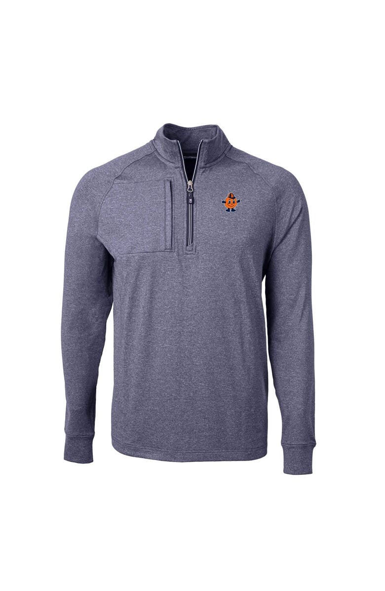 Cutter & Buck Men's Cutter & Buck Heather Navy Syracuse Orange Big & Tall Adapt Eco Knit Heather Quarter-Zip Top, Alternate, color, 