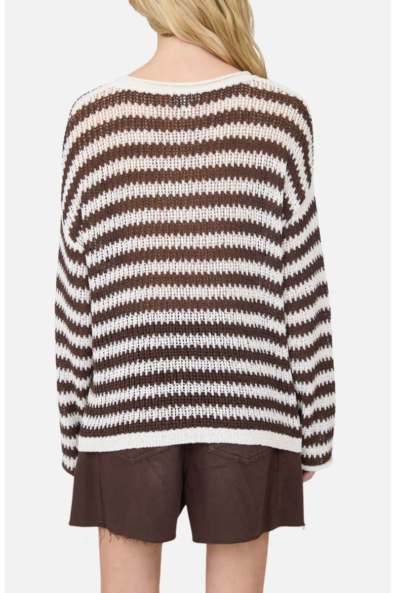 Stripe Notch Neck Long Sleeve Sweater, Alternate, color, OATMEAL