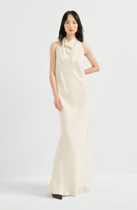 Silk satin halterneck dress