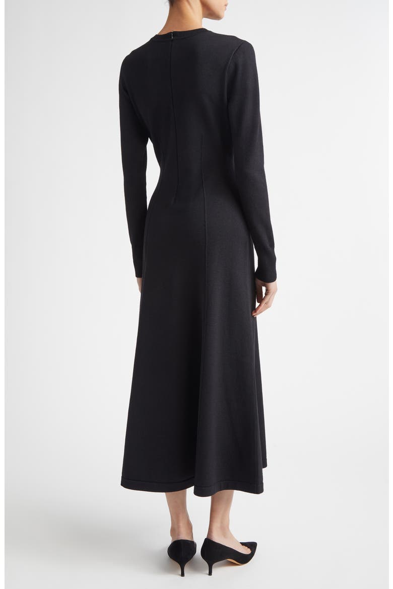 Chrysanthemum Embroidered Long Sleeve Jersey Midi Dress, Alternate, color, BLACK MULTI