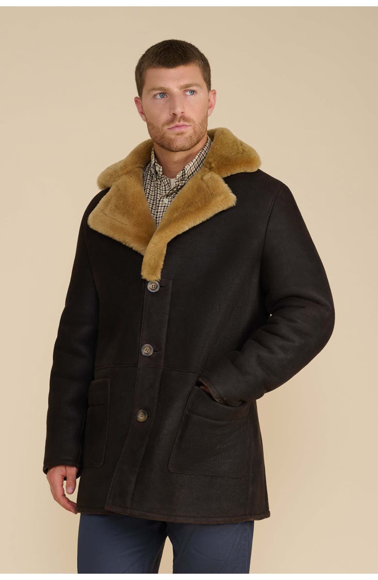 Furniq UK William Shearling Coat, Alternate, color, Brown