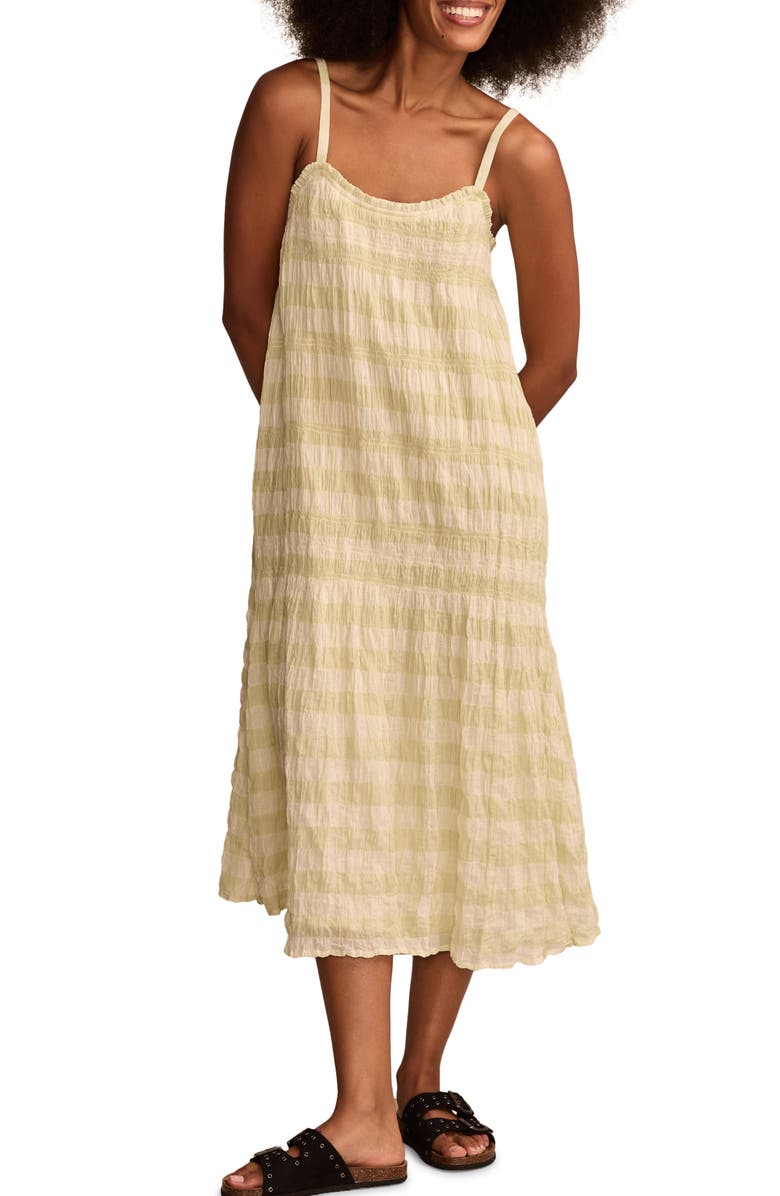 Lucky Brand Smocked Sleeveless Midi Dress, Main, color,