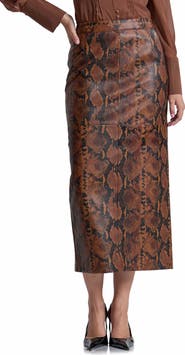 Avec Les Filles Faux Leather Midi Skirt