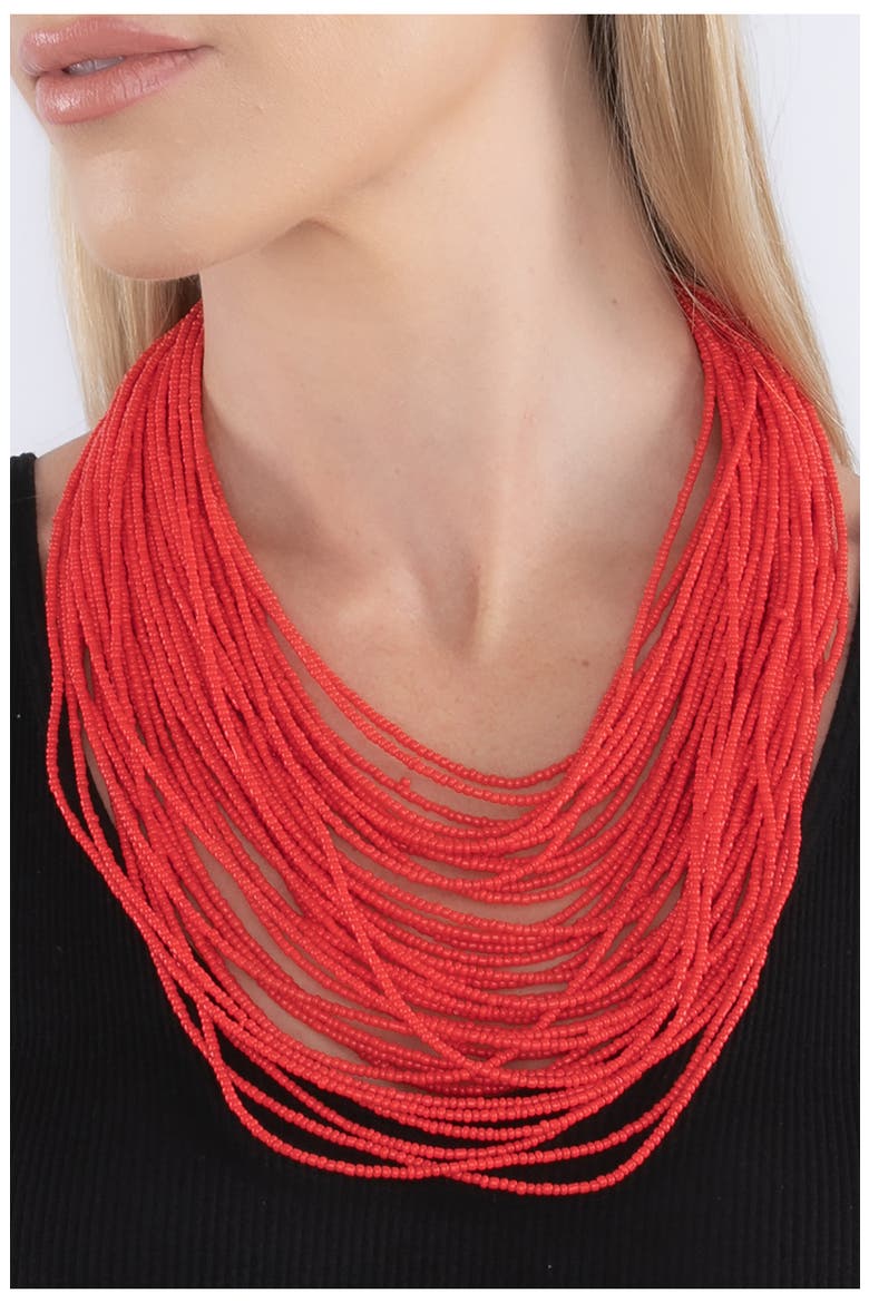 The Luxe Collection Ruby Red Seed Bead Necklace, Alternate, color, RED