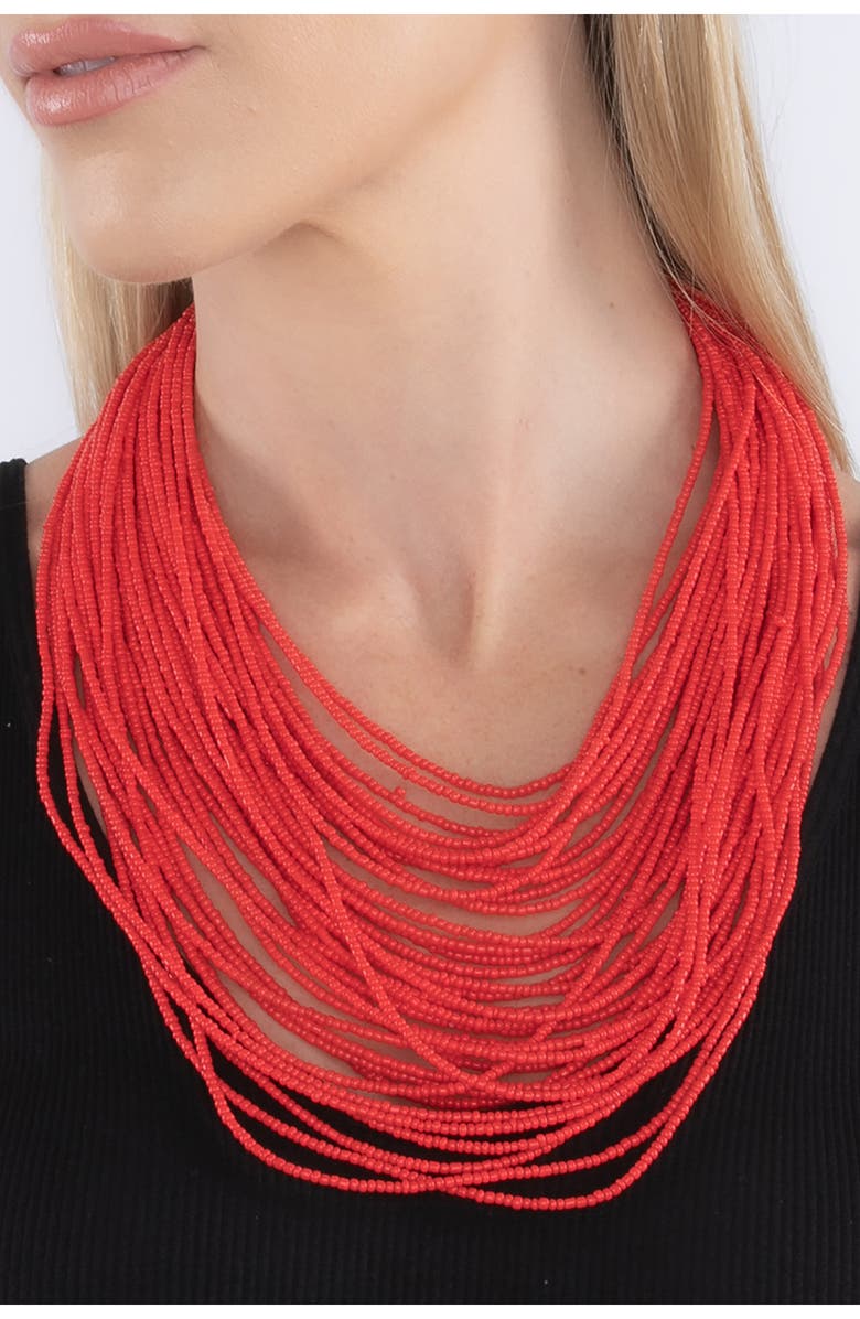 EYE CANDY LOS ANGELES The Luxe Collection Ruby Red Seed Bead Necklace, Alternate, color, Red