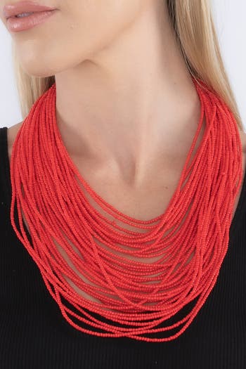 The Luxe Collection Ruby Red Seed Bead Necklace