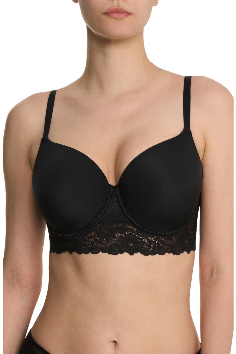 Heavenly Full Coverage Longline Lace T-Shirt Bra, Main, color, BLACK