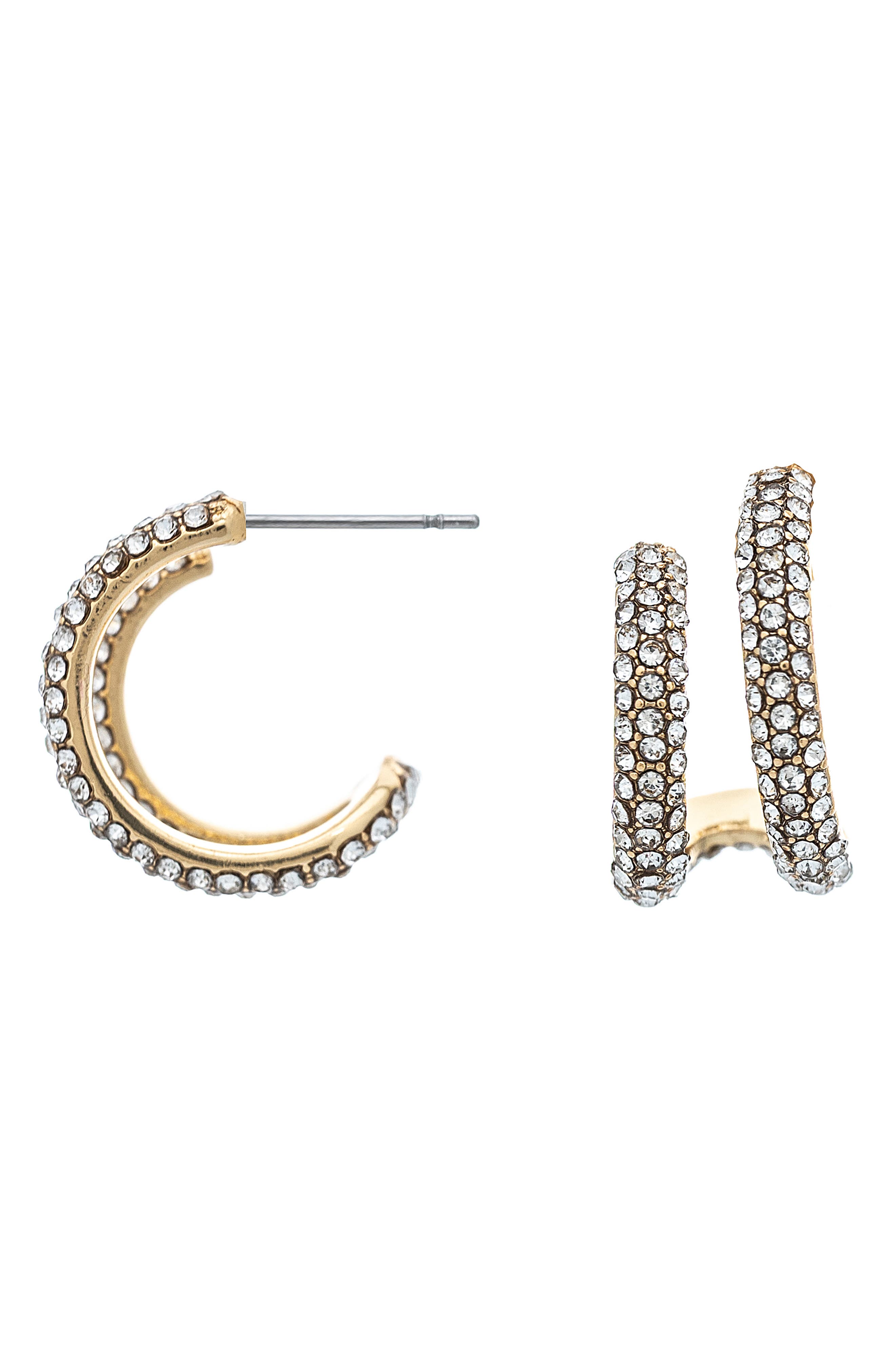 Double Hoop Pavé Earrings