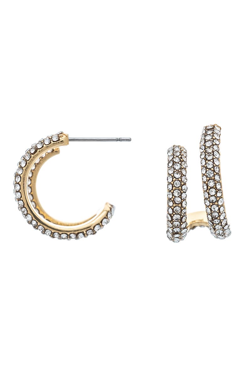 Double Hoop Pavé Earrings, Main, color, CZ