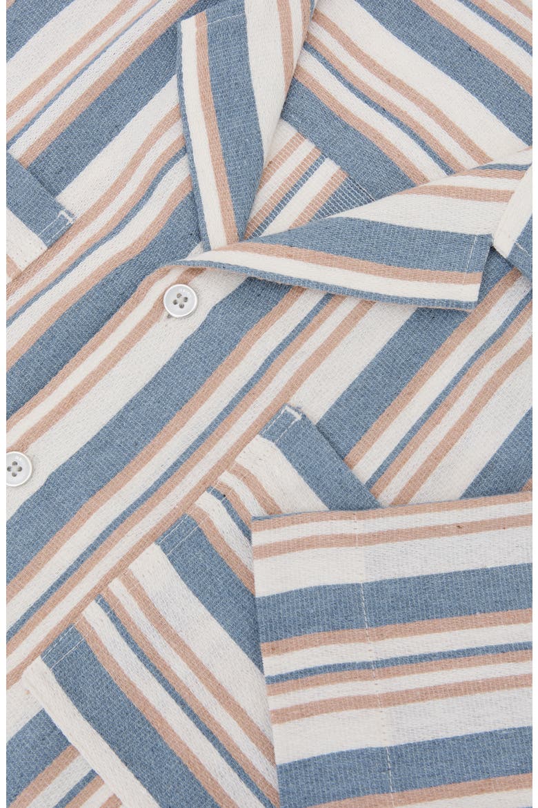 Celeste Striped Camp Shirt, Alternate, color, BLUE/ ECRU