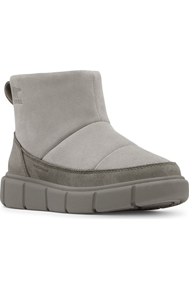 SOREL Kids' Explorer III Faux Fur Waterproof Slip-On Boot, Main, color, Chrome Grey/ Quarry