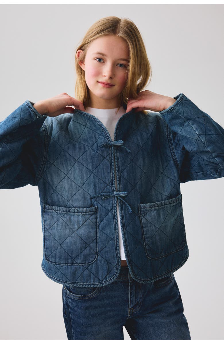 H&M Quilted Denim Jacket, Alternate, color, Denim Blue