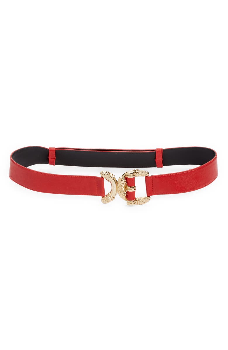 Raina Viper D-Ring Buckle Leather Belt, Main, color, Red
