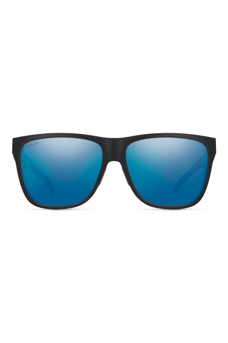 Lowdown XL 2 60mm ChromaPop™ Polarized Square Sunglasses, Main, color, MATTE BLACK/ BLUE