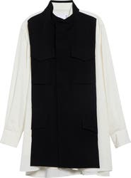 Sacai Mixed Media Suiting & Crepe Back Satin Shirt