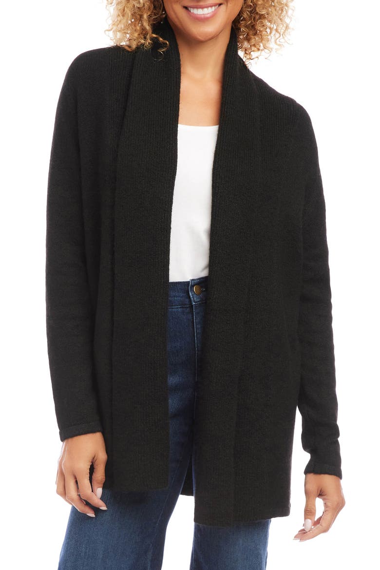 Shawl Collar Open Front Cardigan, Main, color, BLACK