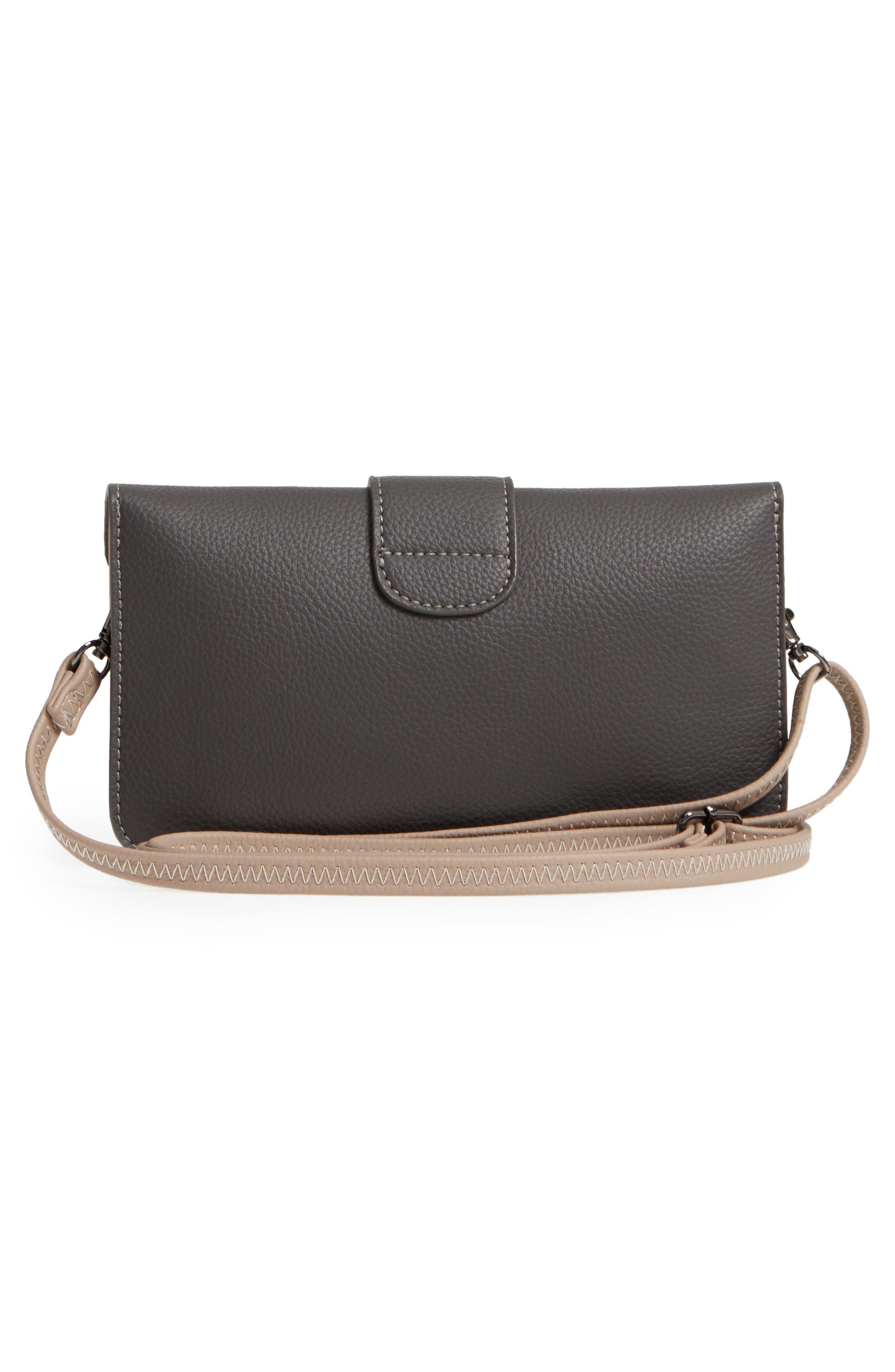 Faux Leather Crossbody Bag, Alternate, color, GREY/ SAND