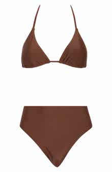 Triangle Bikini Top & High Waist Bottoms Set