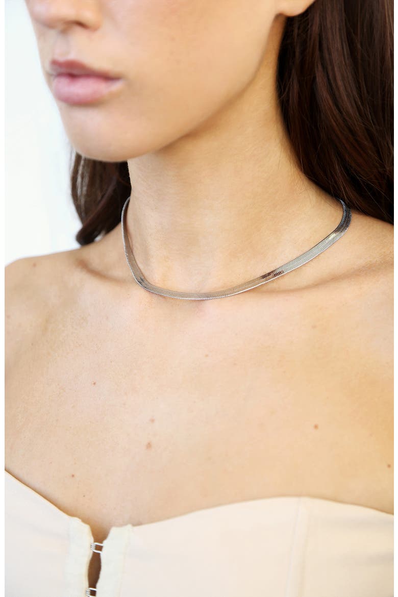Brooklyn Snake Chain Necklace, Alternate, color, RHODIUM