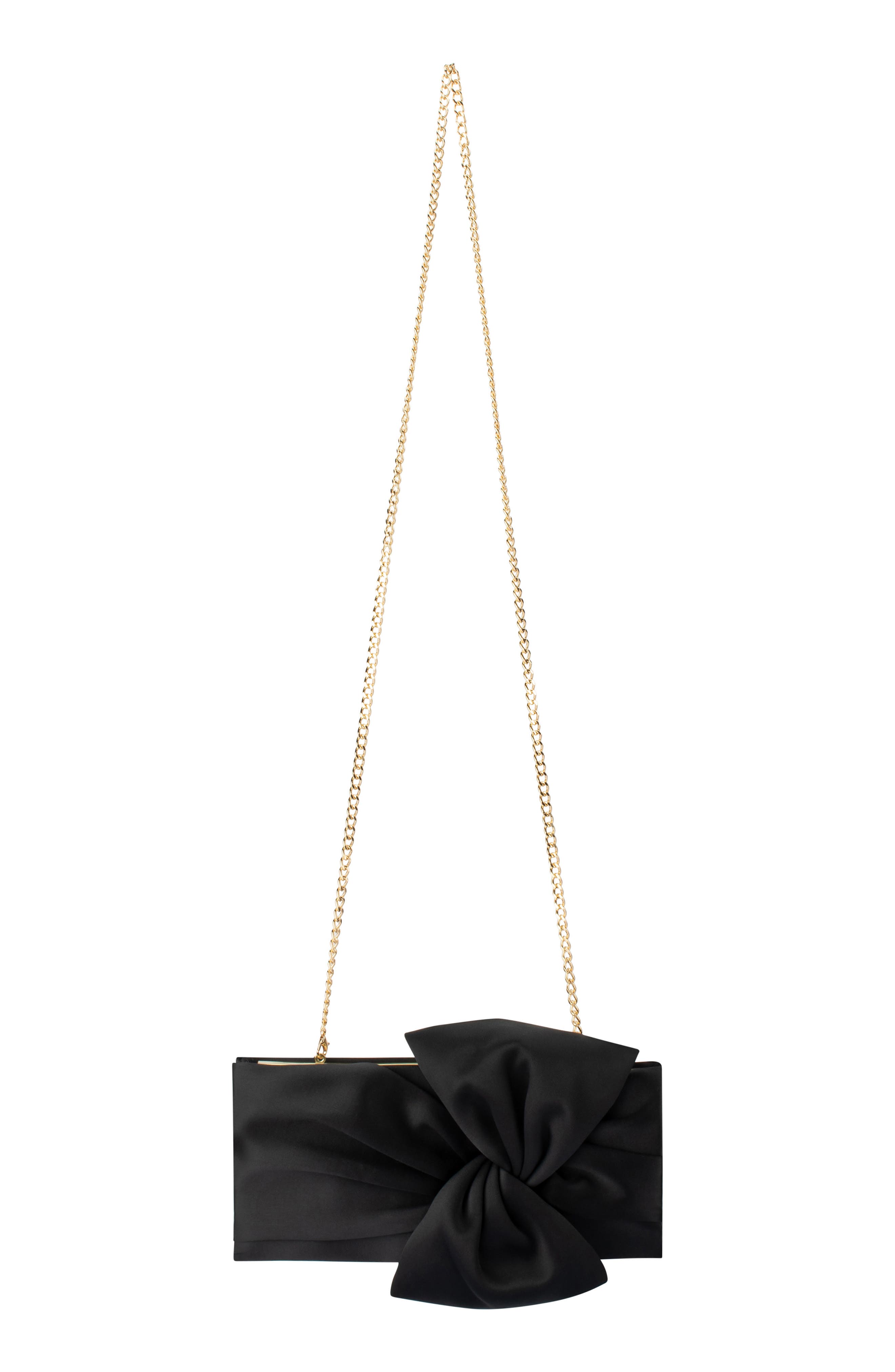 Chloe Satin Tie Front Clutch, Alternate, color, BLACK