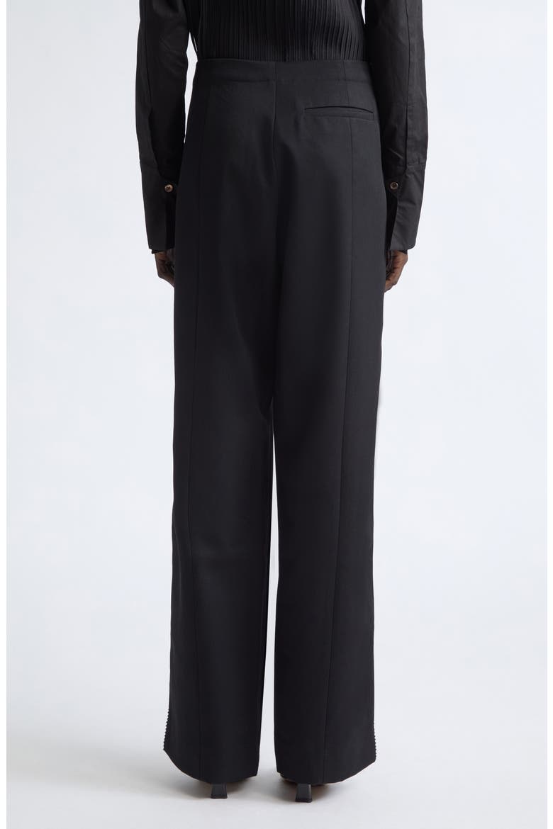 Trine Side Embroidered Wool Wide Leg Pants, Alternate, color, BLACK