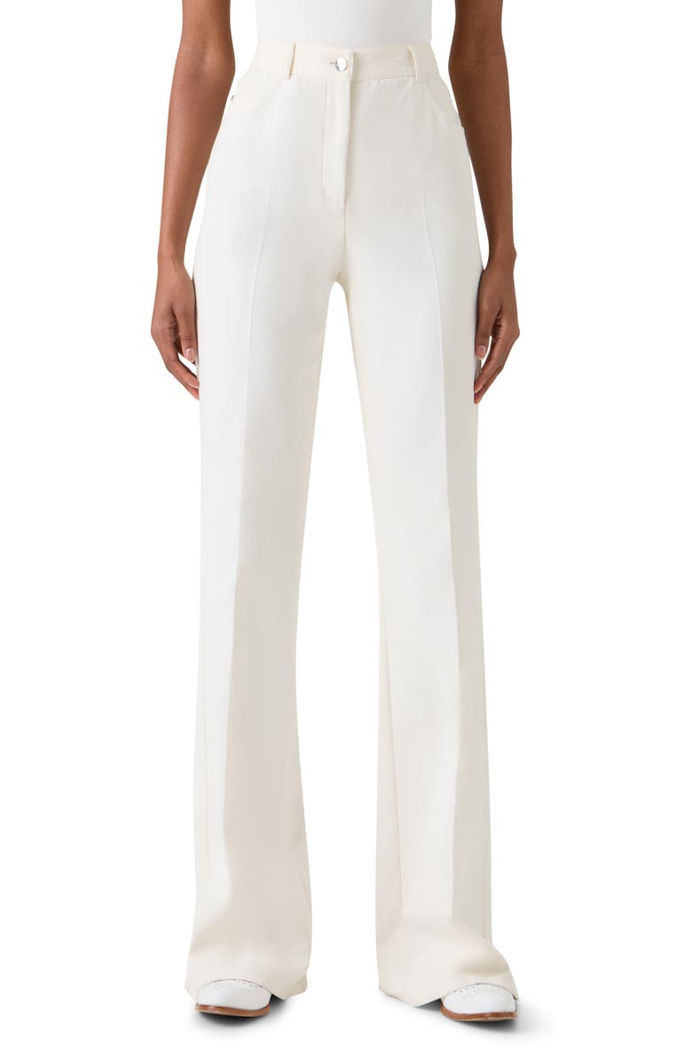 Akris Farid High Waist Cotton & Silk Blend Pants, Main, color, Ecru