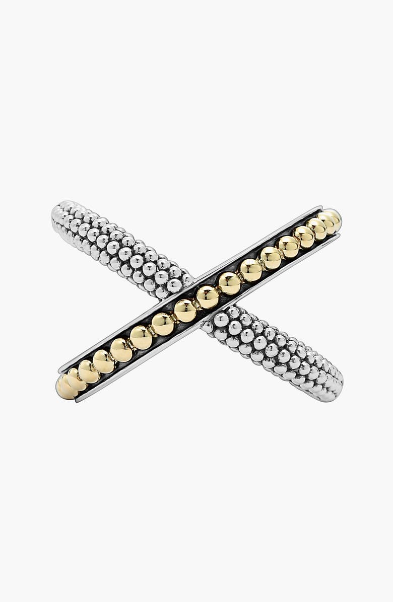 LAGOS KSL Caviar Crossover Ring, Alternate, color, Silver/ Gold
