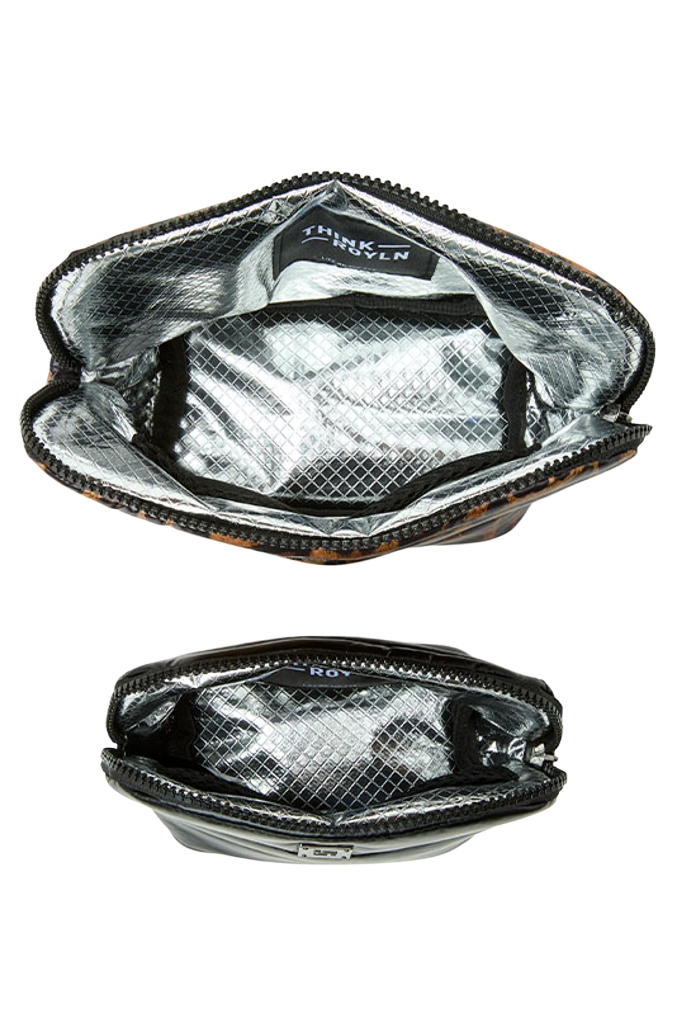 THINK ROYLN Double Stash Set of 2 Zip-Top Travel Pouches, Alternate, color, Leopard/ Pearl Black