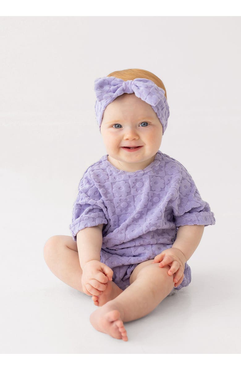 Mabel + Honey Veronica Short Sleeve Romper, Alternate, color, Purple