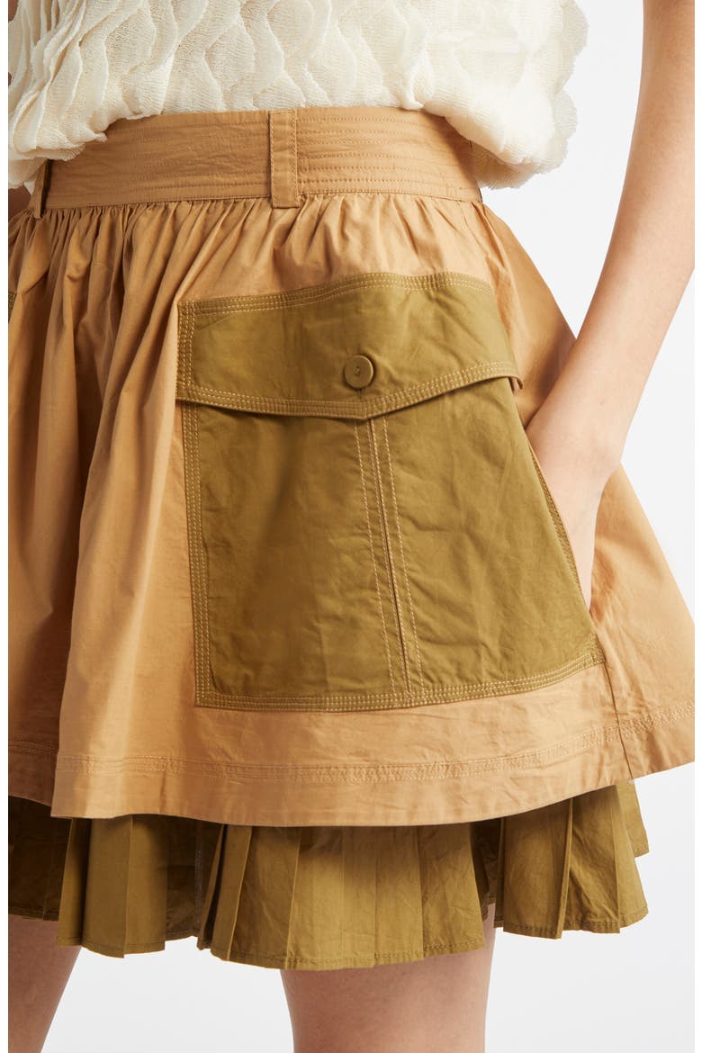Jacqueline Colorblock Tiered Cotton Miniskirt, Alternate, color, SAHARA COLOR BLOCK