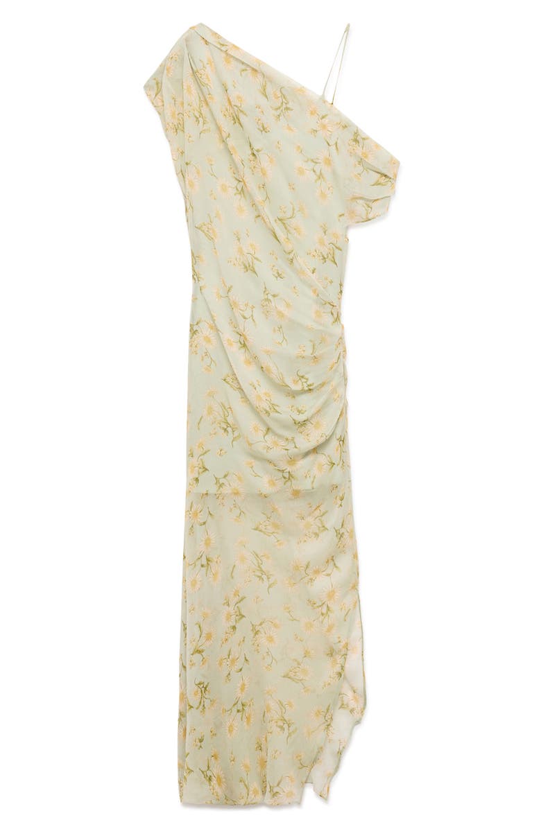 MANGO Donna Floral Cold Shoulder Chiffon Maxi Dress, Main, color, Pastel Green
