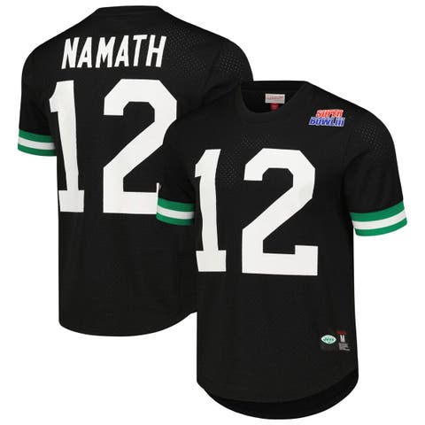 Men's Mitchell & Ness Joe Namath Black New York Jets Retired Player Name & Number Mesh Top