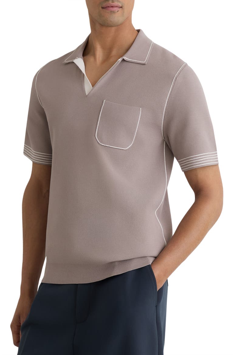 Newbury Johnny Collar Polo, Main, color, LIGHT TAUPE BROWN