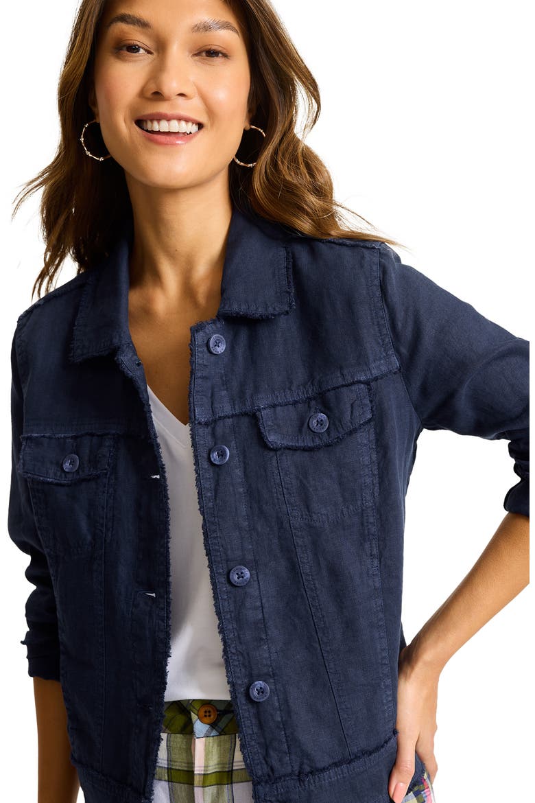 Two Palms Linen Raw Edge Jacket, Alternate, color, COASTLINE