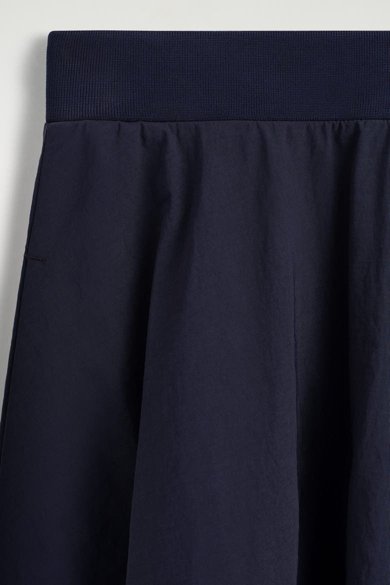 Sculpted Nylon Midi Skirt, Alternate, color, NAVY