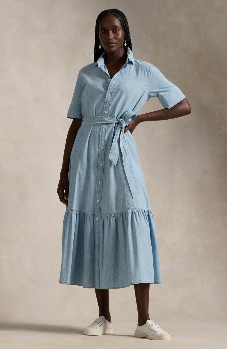Polo Ralph Lauren Bea Tie Belt Midi Shirtdress, Alternate, color, 