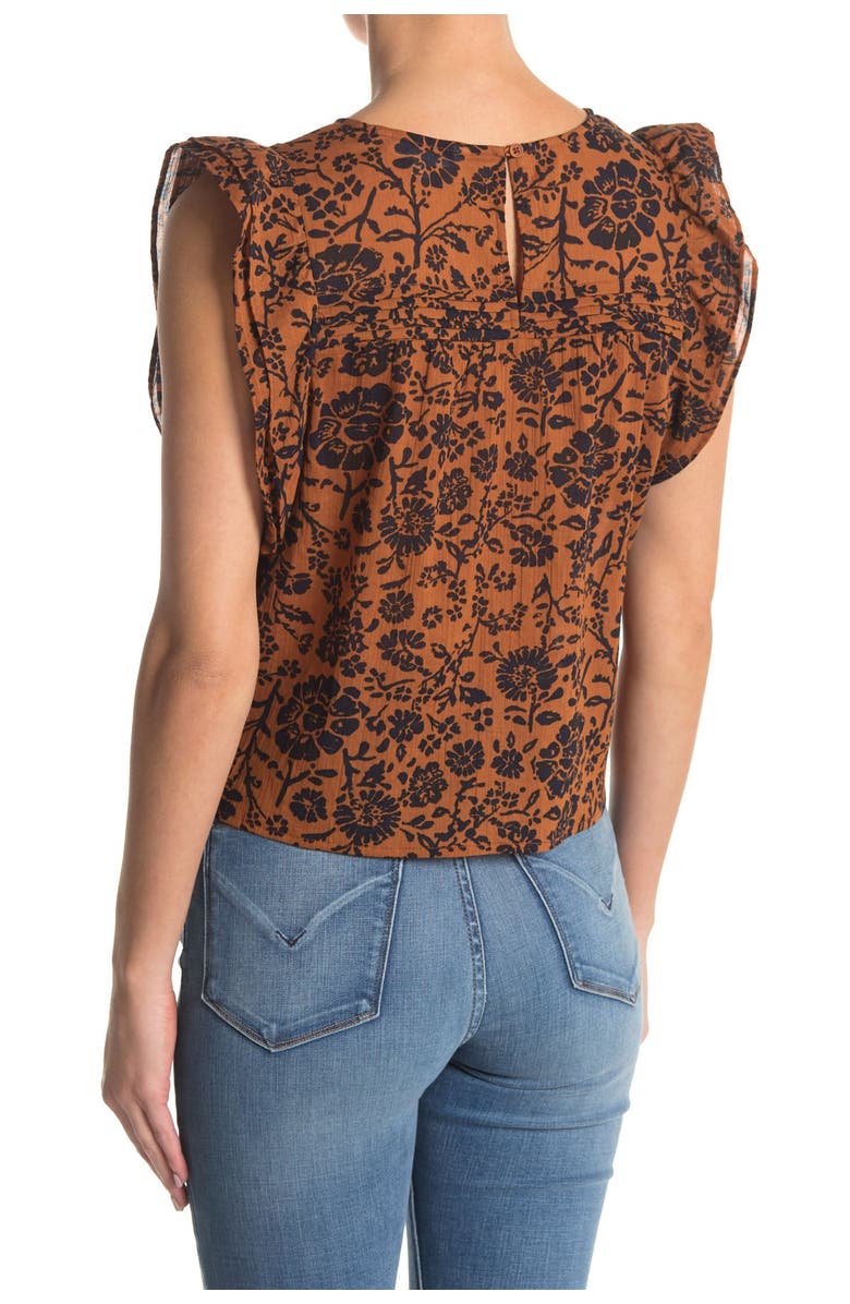 BB Dakota by Steve Madden Printed Ruffle Cap Sleeve Top, Alternate, color, 