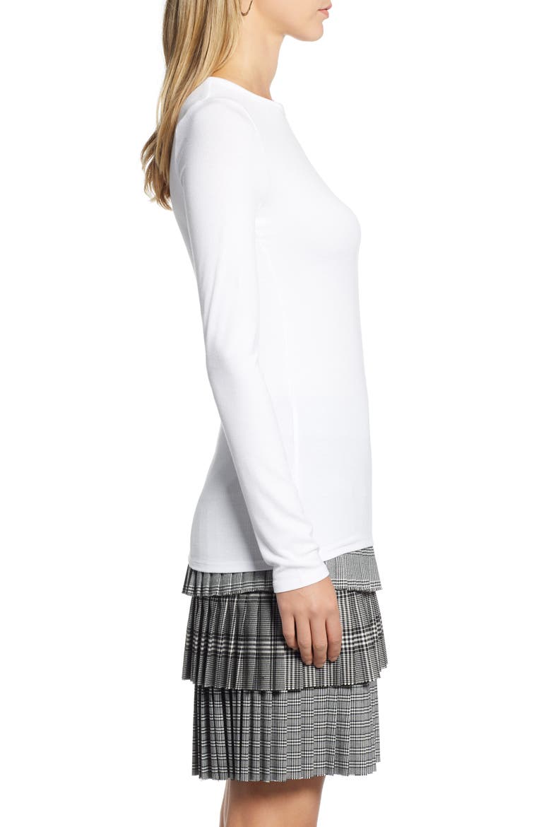 Skivvy Fine Rib Crewneck Tee, Alternate, color, WHITE