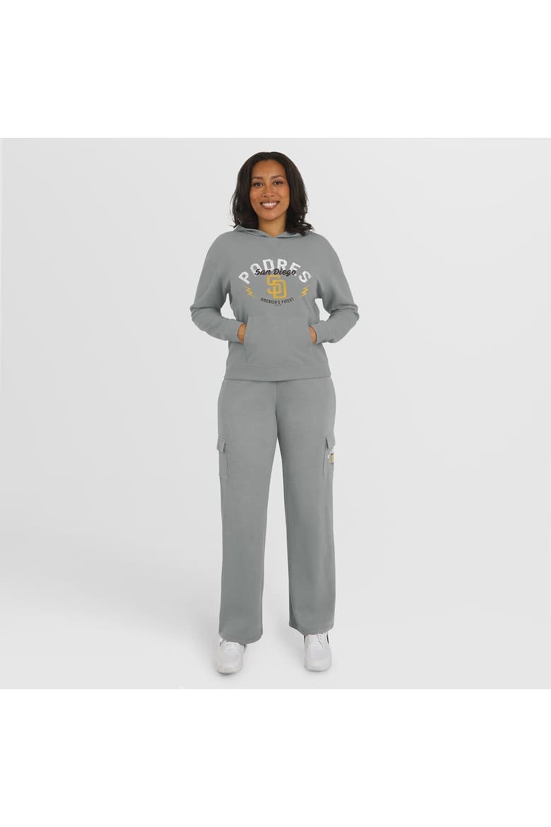 Women's WEAR by Erin Andrews Gray San Diego Padres Waffle-Knit Long-Sleeve Hoodie & Lounge Pant Set, Main, color, Gray