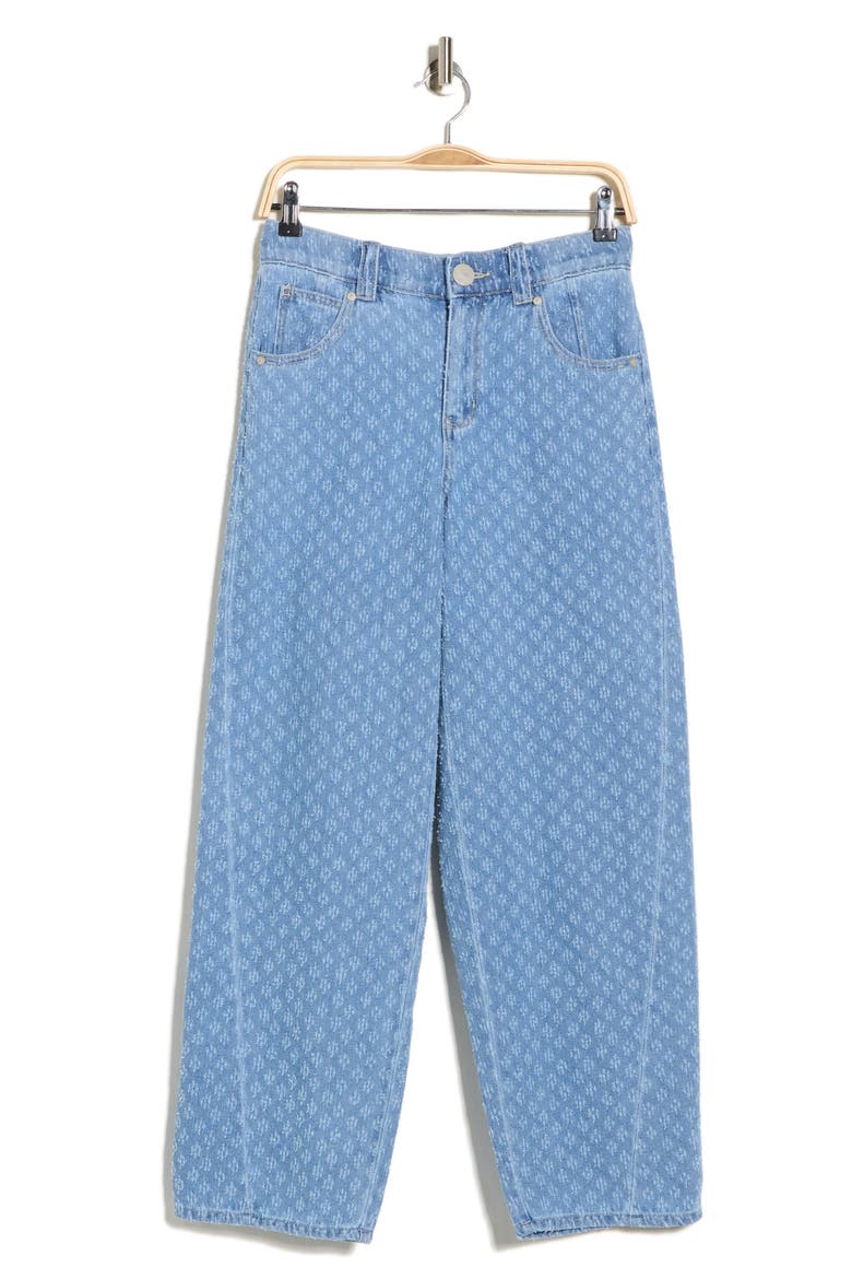 Picked Jacquard Barrel Leg Jeans, Alternate, color, LIGHT BLUE ARTISANAL