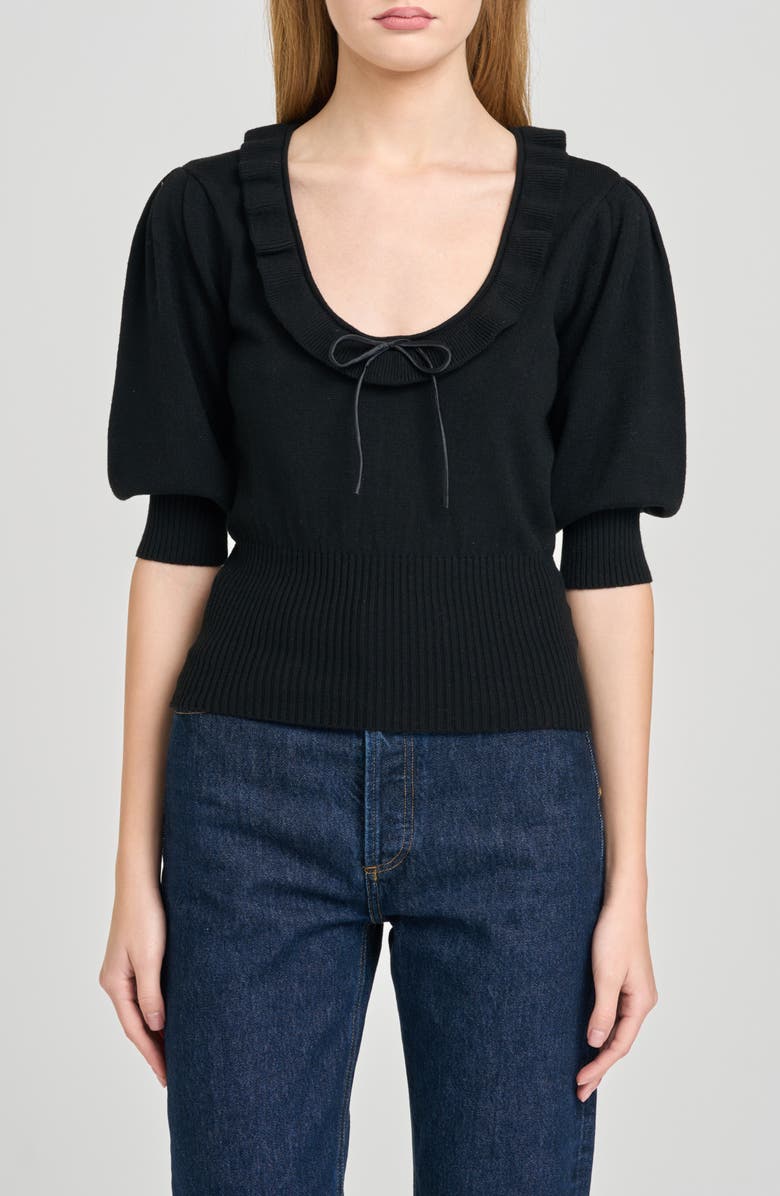 WAYF Paulina Puff Sleeve Sweater, Main, color, Black